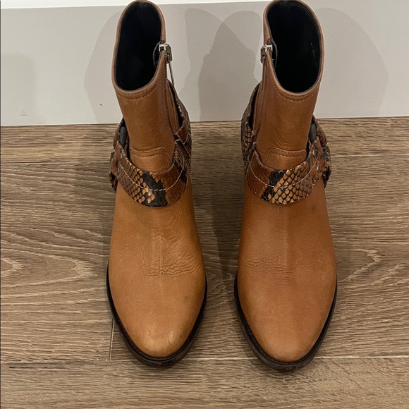 Golden Goose Tan Ankle Boots with Snakeskin Detail